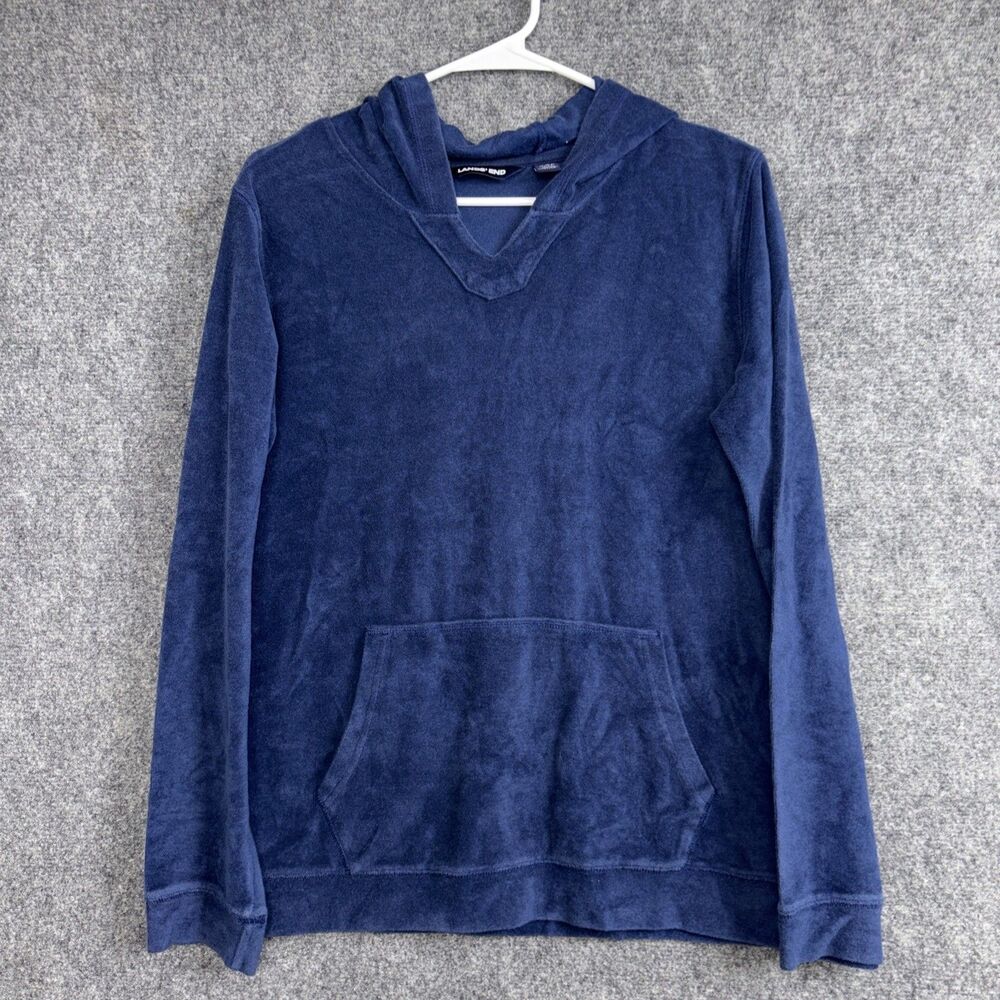 Lands' End Sweatshirt Girls XXL Blue Terry Hoodie Pullover Casual active
